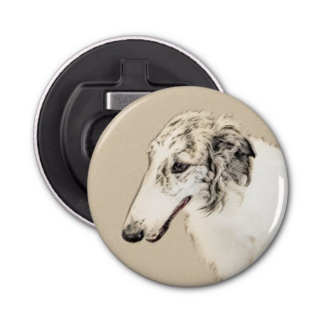 Borzoi (Silver Brindle) Painting Original Dog Art Bottle Opener (Front)