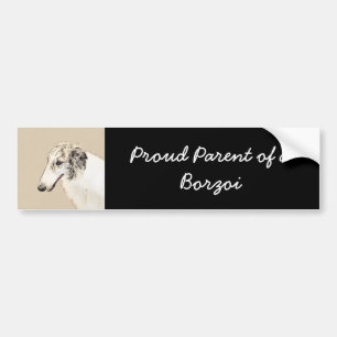 Borzoi (Silver Brindle) Painting Original Dog Art Bumper Sticker