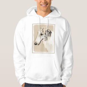 Borzoi (Silver Brindle) Painting Original Dog Art Hoodie