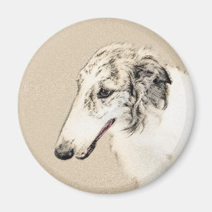 Borzoi (Silver Brindle) Painting Original Dog Art Magnet