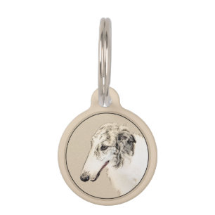 Borzoi (Silver Brindle) Painting Original Dog Art Pet Tag