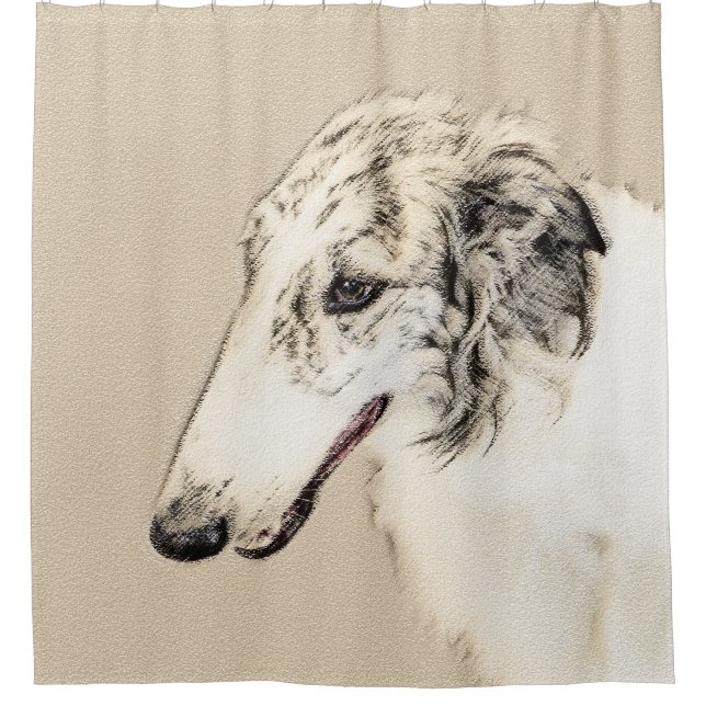 Borzoi (Silver Brindle) Painting Original Dog Art Shower Curtain (Front)
