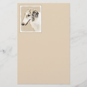 Borzoi (Silver Brindle) Painting Original Dog Art Stationery