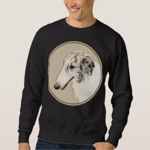 Borzoi (Silver Brindle) Painting Original Dog Art Sweatshirt