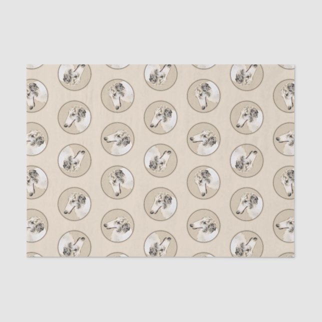 Borzoi Silver Brindle Painting Wolfhound Dog Art Tissue Paper (Front)