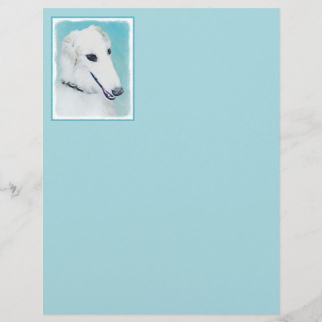 Borzoi (White) Painting - Cute Original Dog Art (Front)