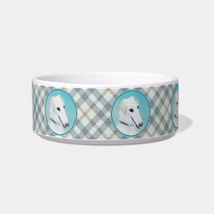 Borzoi (White) Painting - Cute Original Dog Art Bowl