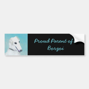 Borzoi (White) Painting - Cute Original Dog Art Bumper Sticker