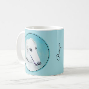 Borzoi (White) Painting - Cute Original Dog Art Coffee Mug