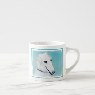 Borzoi (White) Painting - Cute Original Dog Art Espresso Cup