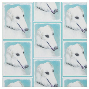 Borzoi (White) Painting - Cute Original Dog Art Fabric