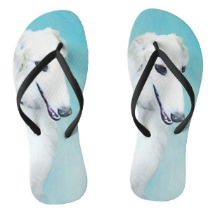 Borzoi (White) Painting - Cute Original Dog Art Flip Flops