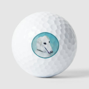 Borzoi (White) Painting - Cute Original Dog Art Golf Balls