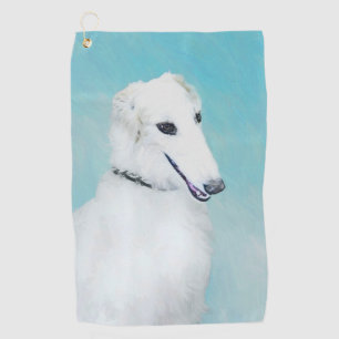 Borzoi (White) Painting - Cute Original Dog Art Golf Towel