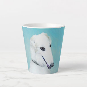 Borzoi (White) Painting - Cute Original Dog Art Latte Mug