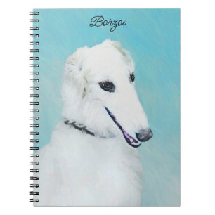 Borzoi (White) Painting - Cute Original Dog Art Notebook