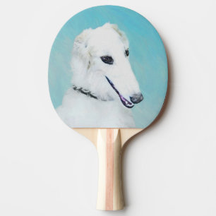 Borzoi (White) Painting - Cute Original Dog Art Ping Pong Paddle