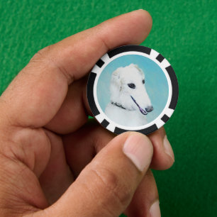 Borzoi (White) Painting - Cute Original Dog Art Poker Chips