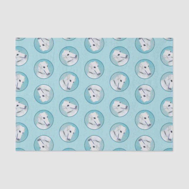 Borzoi White Painting Russian Wolfhound Dog Art Tissue Paper (Front)