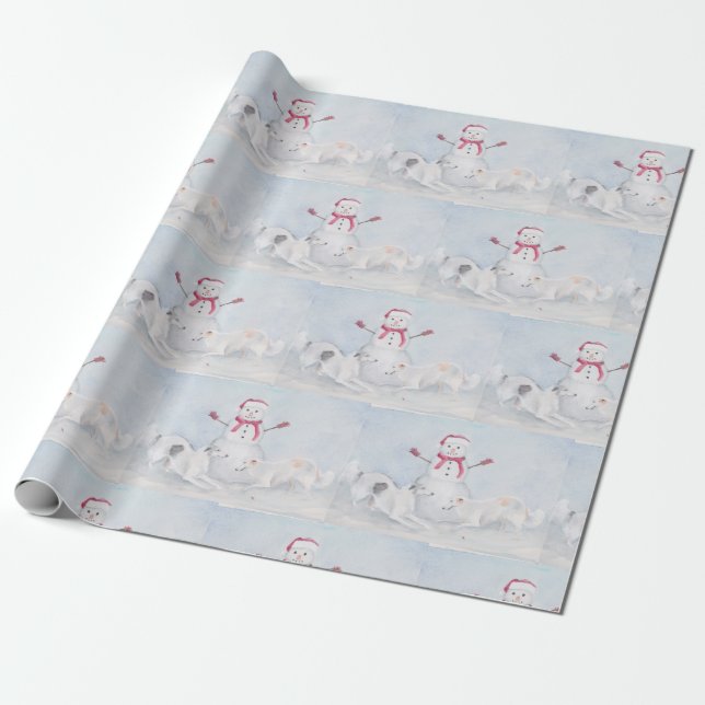 Borzoi Wolfhound Dog Art Christmas Wrapping Paper (Unrolled)