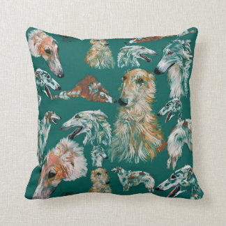 Borzois on Teal Cushion