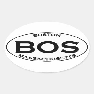 BOS - Boston Massachusetts Oval Logo Oval Sticker