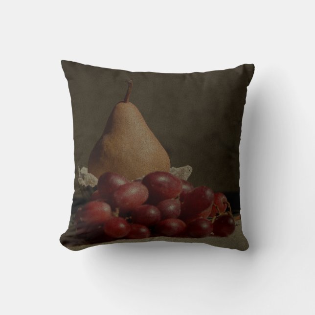 Bosc Pear and Grapes - Old World Stills Series Cushion (Front)