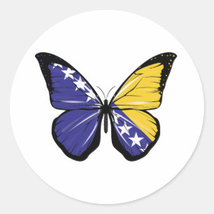 Bosnia and Herzegovina Butterfly Flag  Classic Round Sticker
