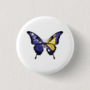 Bosnia And Herzegovina Butterfly Flag Sticker 3 Cm Round Badge