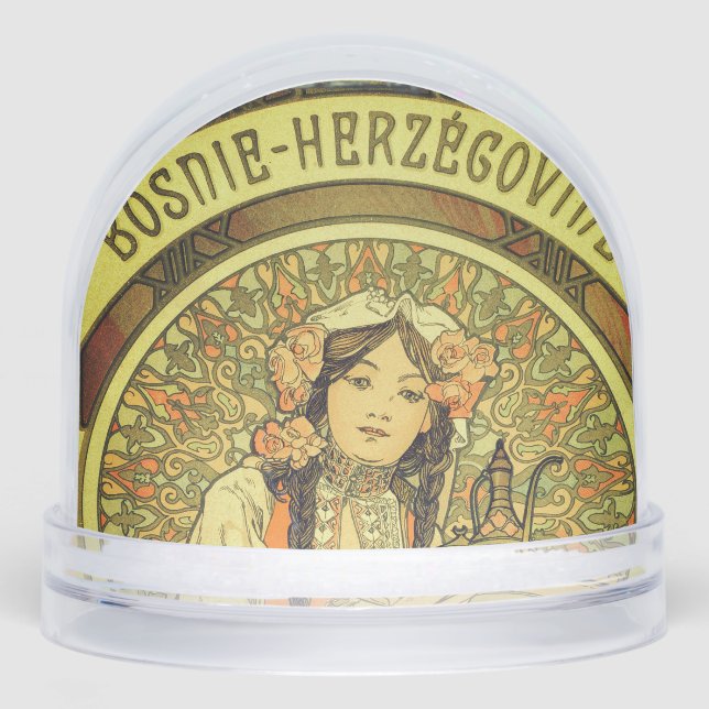 Bosnia and Herzegovina by Alphonse Mucha 1900 Snowglobe (Front)