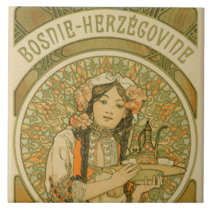 Bosnia and Herzegovina by Alphonse Mucha (1900) Tile