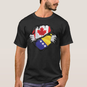 Bosnia and Herzegovina Canadian Hands Ripped Roots T-Shirt