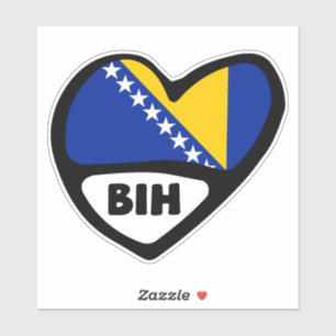 Bosnia and Herzegovina Country Code Flag Heart BIH