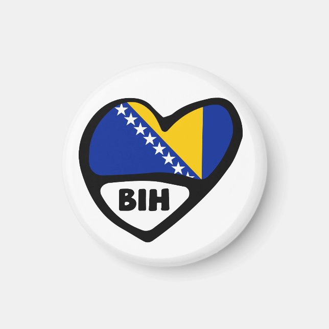Bosnia and Herzegovina Country Code Flag Heart BIH Magnet (Front)