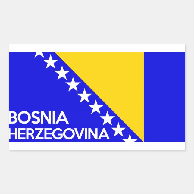 Bosnia and Herzegovina country flag name text Rectangular Sticker (Front)
