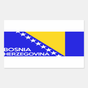 Bosnia and Herzegovina country flag name text Rectangular Sticker