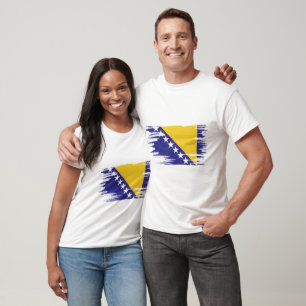 Bosnia and Herzegovina Flag Brush Art T-Shirt