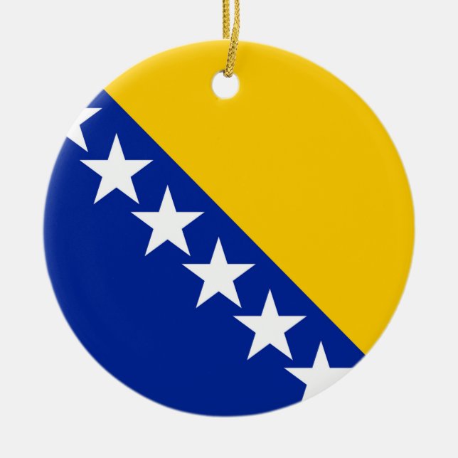Bosnia and Herzegovina Flag Ceramic Tree Decoration (Front)