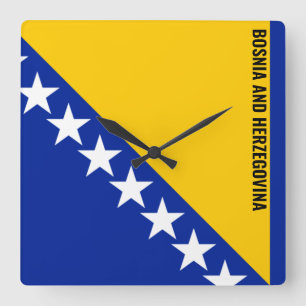 Bosnia and Herzegovina Flag Dazzling Patriotic Square Wall Clock