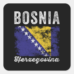 Bosnia and Herzegovina Flag Distressed Square Sticker