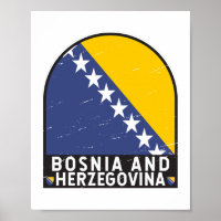 Bosnia and Herzegovina Flag Emblem Distressed