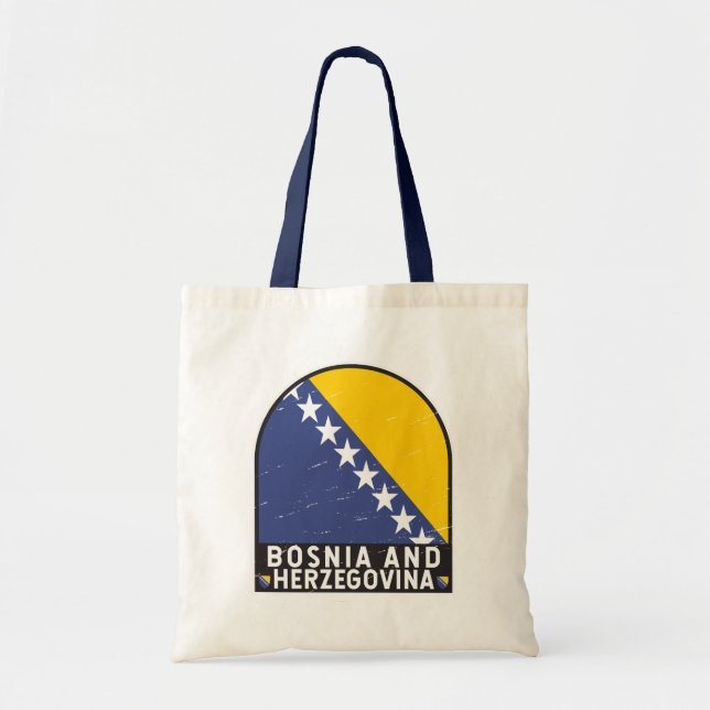 Bosnia and Herzegovina Flag Emblem Distressed Tote Bag (Front)