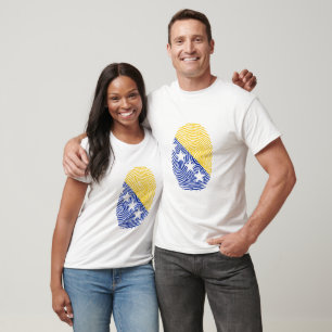 Bosnia and Herzegovina Flag Fingerprint T-Shirt