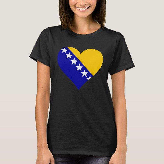 Bosnia and Herzegovina Flag Heart Love T-Shirt (Front)