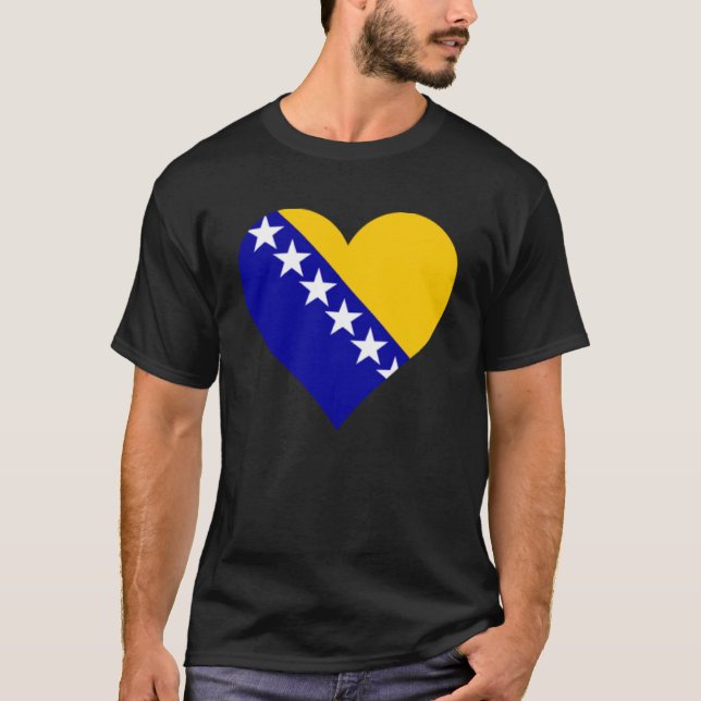 Bosnia and Herzegovina Flag Heart Love T-Shirt (Front)