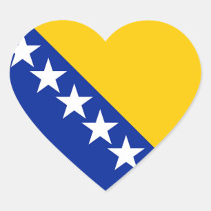 Bosnia and Herzegovina Flag Heart Sticker