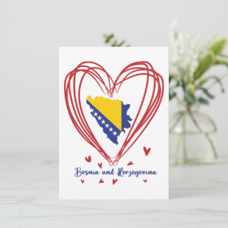 Bosnia and Herzegovina Flag In The Country Map Holiday Card