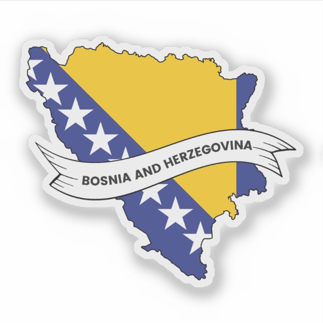 Bosnia and Herzegovina Flag Map (Front)