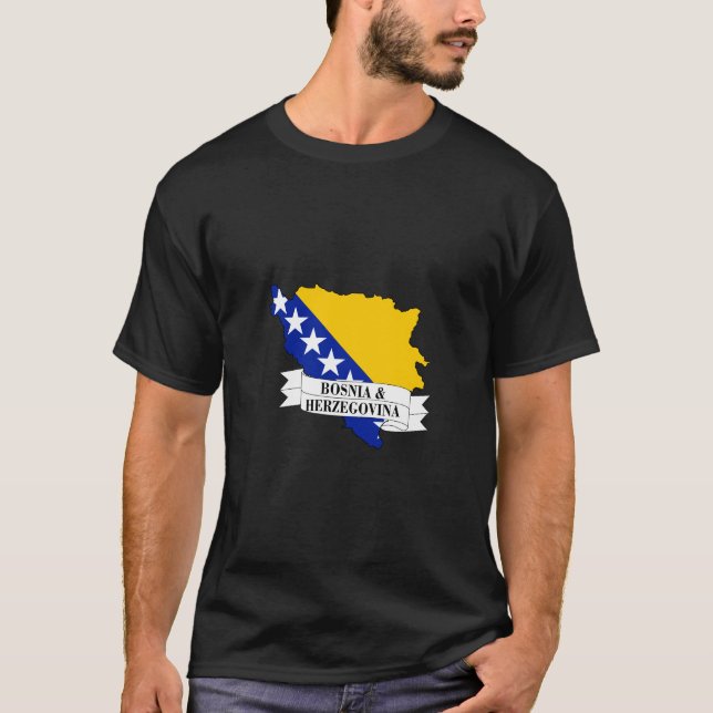 bosnia and herzegovina flag map T-Shirt (Front)