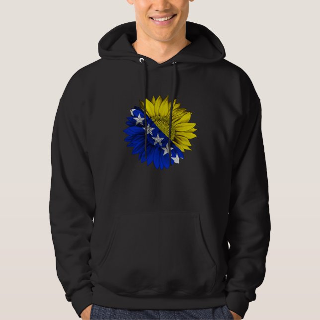 Bosnia and Herzegovina Flag Sunflower Bosnian Root Hoodie (Front)